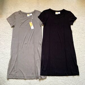 New/ Set of C&C California Tee Dress, size XS, Tan Beige & Black